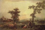 Francesco Zuccarelli Landscape with a Woman Leading a Cow oil painting on canvas